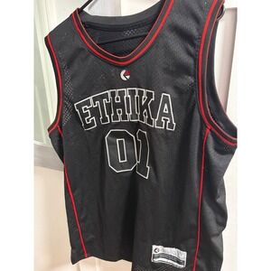 Ethika Mens Familia 01 Basketball Jersey Black Red Mesh Sleeveless Size Medium